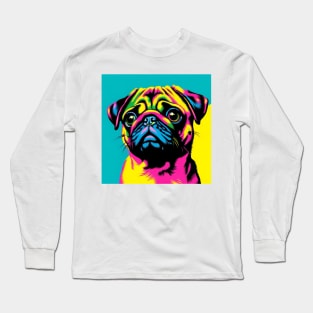 Neon Pug Portrait Sticker T-shirt Long Sleeve T-Shirt